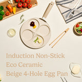 [TRUECOOK OFFICIAL] Induction Non-Stick Eco Ceramic Beige 4-Hole Egg Pan