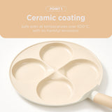 [TRUECOOK OFFICIAL] Induction Non-Stick Eco Ceramic Beige 4-Hole Egg Pan