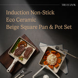 [TRUECOOK OFFICIAL] Induction Non-Stick Eco Ceramic Beige Square Pan & Pot Set 5pcs