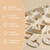 [TRUECOOK OFFICIAL] Induction Non-Stick Eco Ceramic Beige Square Pan & Pot Set 5pcs